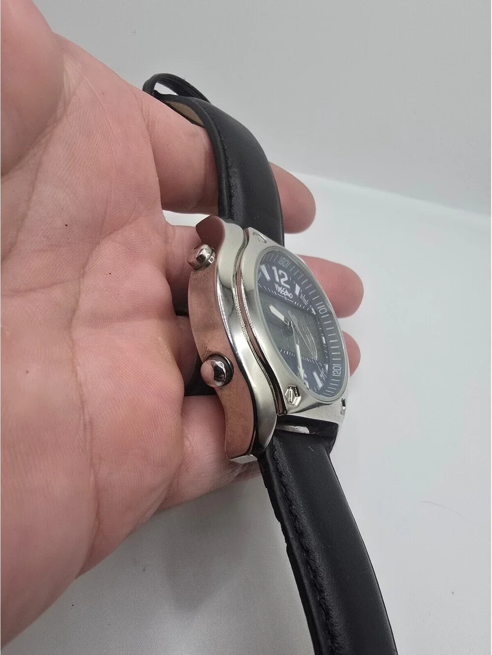 Mossimo Analog-Digital Quartz Watch Blue Dial Black Leather Strap 40mm 5 ATM